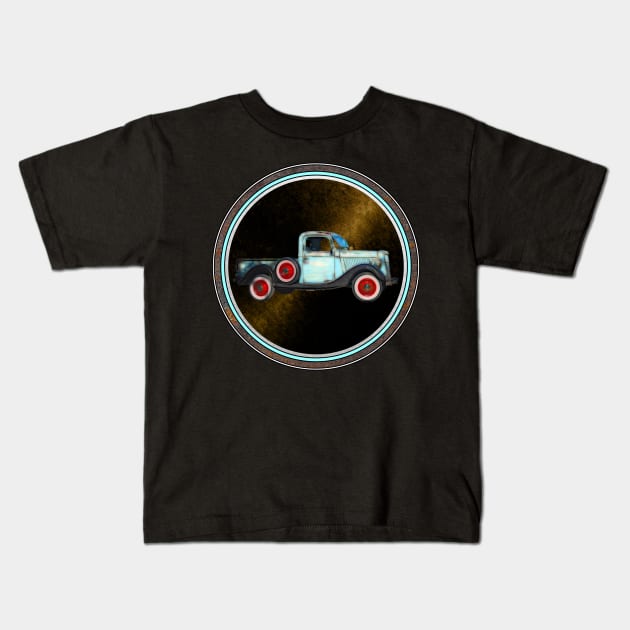 Blue Pickup Truck Kids T-Shirt by crunchysqueak